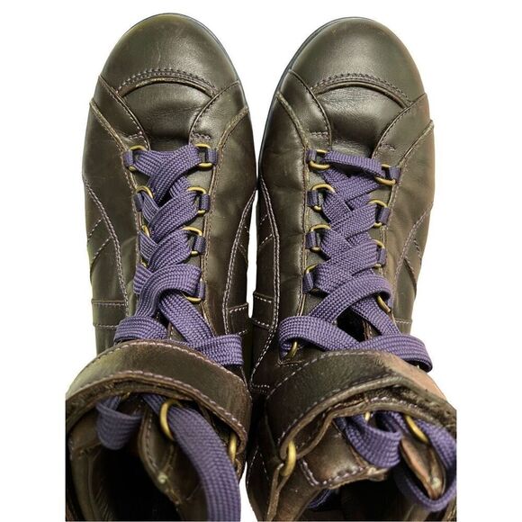 Louis Vuitton Sneakers Men’s 8 High Top Leather Brown Purple Authentic BA0097 8 - Picture 5 of 16